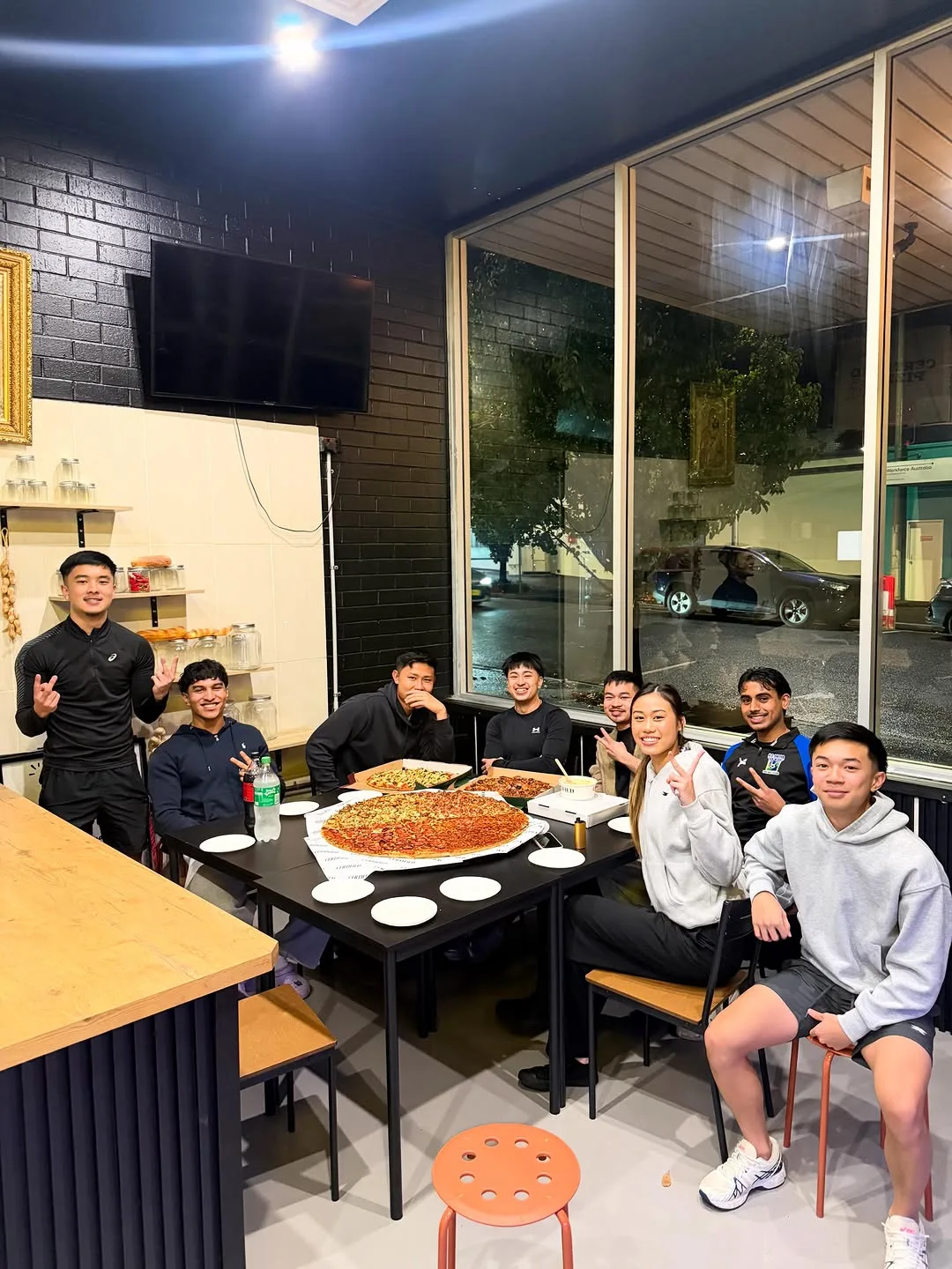 Instagram post: Big pizza for big boys.
